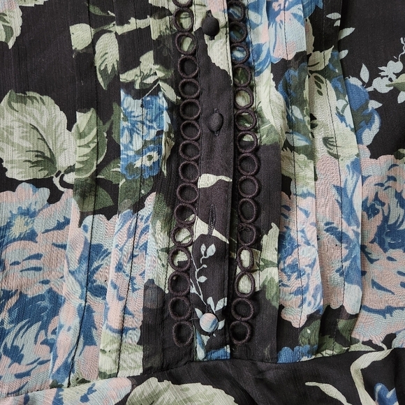 New ASOS DESIGN Black Floral Print Sheer Mini Dress With Lace Trim Detail Sz 14 - Picture 6 of 8